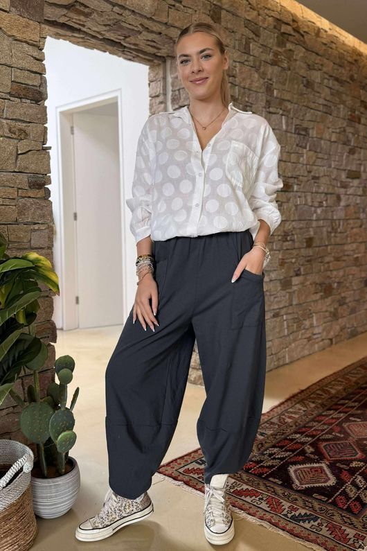 Made in Italy Lagenlook Shelby Cocoon Pant Charcoal /11 =